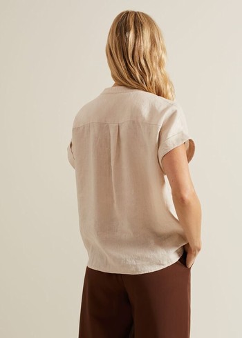 Phase Eight Kelsie Button Through Linen Shirts White Canada | HEBIYQ-543